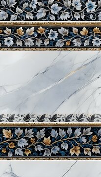 A marble surface with a floral pattern