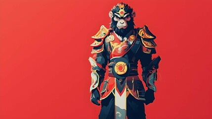 Monkey King Warrior Illustration Anime