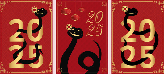 Obraz premium Chinese Snake New Year greeting card