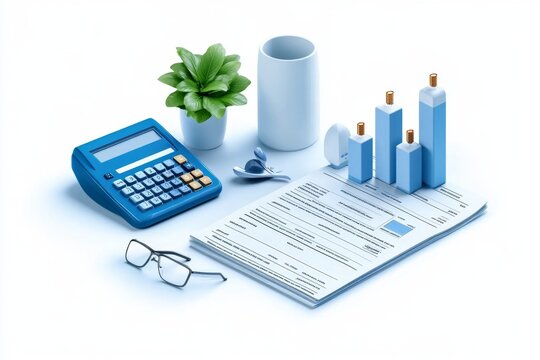 Bookkeeping and reconciliation, depicted in a minimalist style with bank statements and ledgers