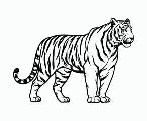 Obraz premium Wild animal tiger silhouette EPS vector isolated illustration template on a white background
