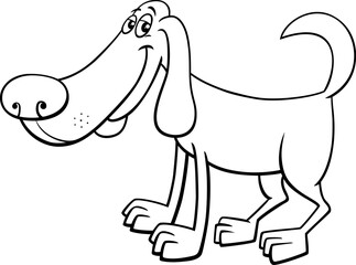 happy dog cartoon character coloring page