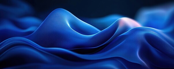 Obraz premium A mesmerizing abstract depiction of flowing blue fabric, creating a serene and tranquil atmosphere with elegant curves and shadows.