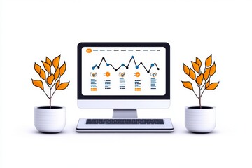 Bounce rate and site performance, illustrated in a minimalist style with charts showing traffic flow and exits