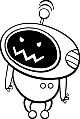 cartoon angry robot fantasy character coloring page