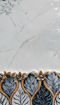 A marble surface with a floral pattern