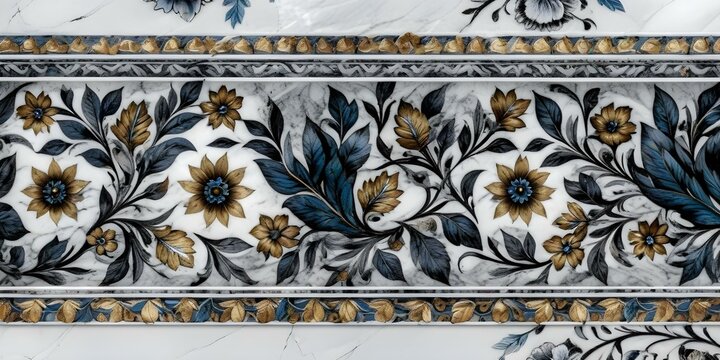 A marble surface with a floral pattern