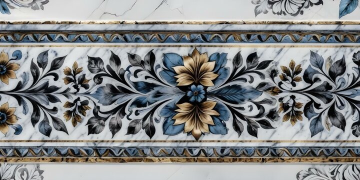A marble surface with a floral pattern