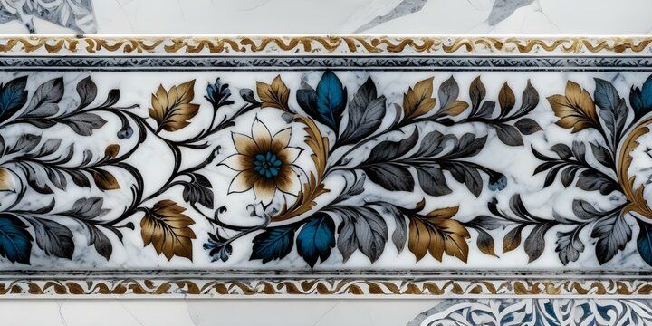 A marble surface with a floral pattern
