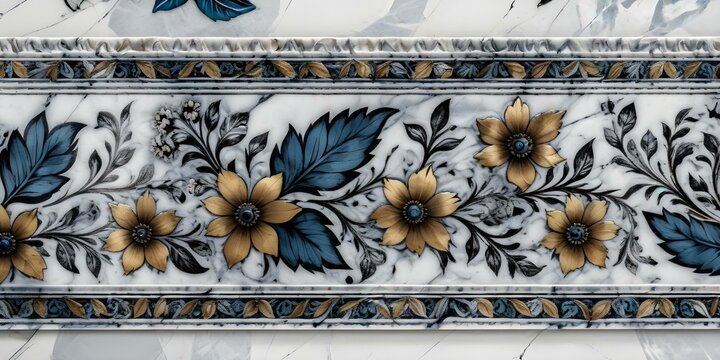 A marble surface with a floral pattern