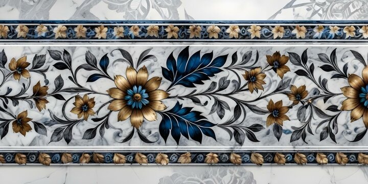 A marble surface with a floral pattern