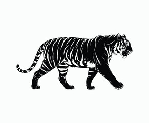 Fototapeta premium Wild animal tiger silhouette EPS vector isolated illustration template on a white background