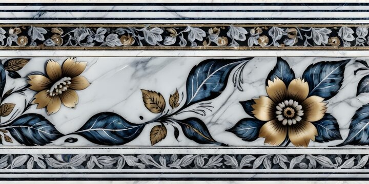 A marble surface with a floral pattern