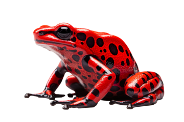 An exotic red poison dart frog isolated on transparent background