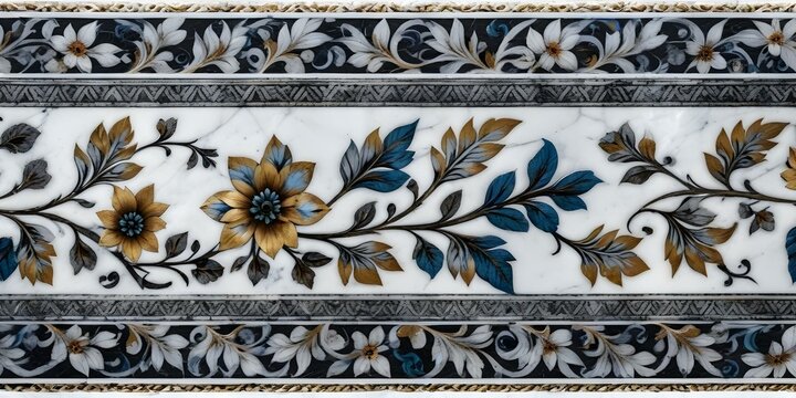 A marble surface with a floral pattern