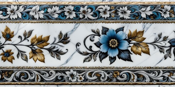 A marble surface with a floral pattern