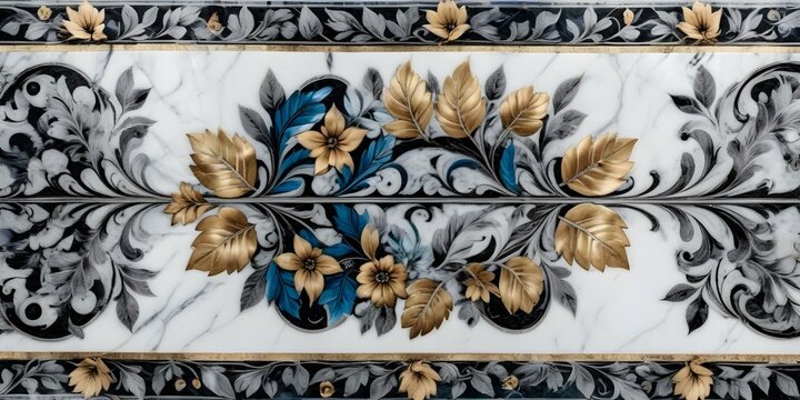 A marble surface with a floral pattern