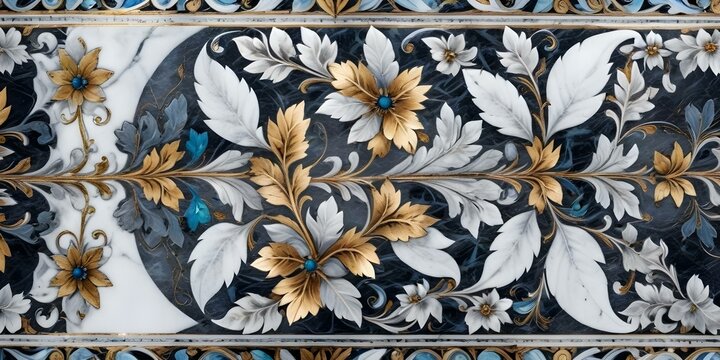 A marble surface with a floral pattern