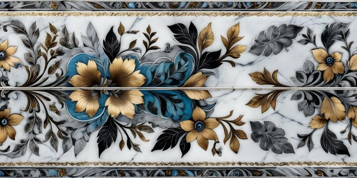 A marble surface with a floral pattern