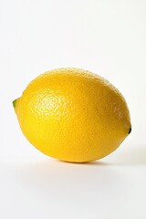 Detailed close-up of a fresh lemon, isolated on a white background.