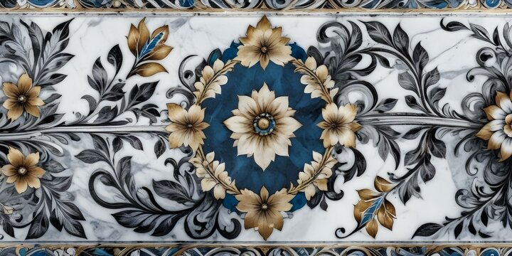 A marble surface with a floral pattern