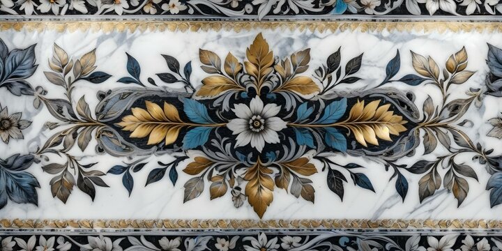 A marble surface with a floral pattern