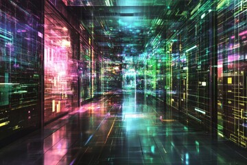 Futuristic Digital Technology Corridor