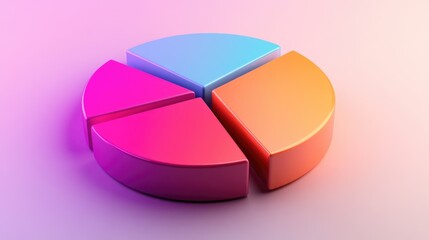 Obraz premium A 3D pie chart representing budget allocation, with interactive segments and a soft gradient background, emphasizing the data distribution.