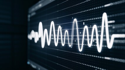 Obraz premium Monochrome digital waveforms on a computer screen