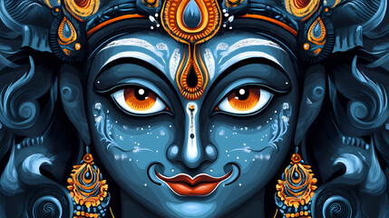 Head shot of hindu kali goddess statue. Hindu Deities. Illustration