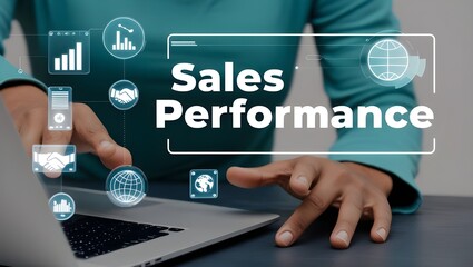 Hands Typing Sales Analytics on a Laptop