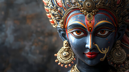 Head shot of hindu kali goddess statue. Hindu Deities. Illustration