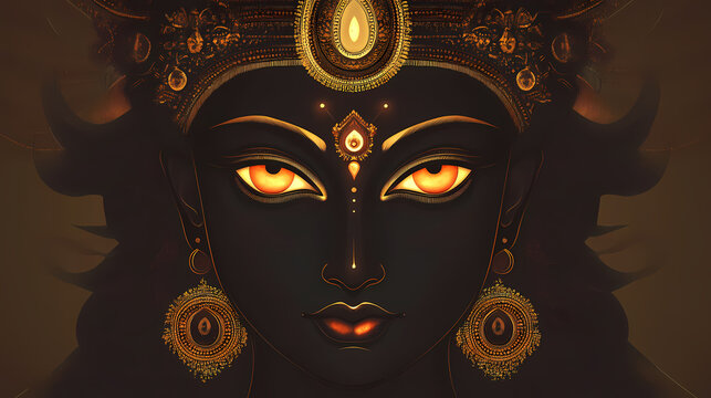 Head shot of hindu kali goddess statue. Hindu Deities. Illustration