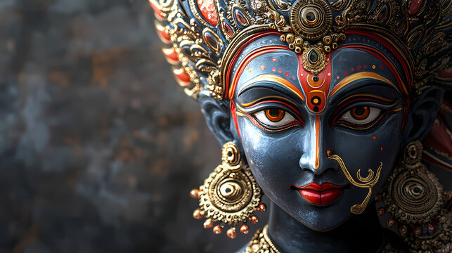 Head shot of hindu kali goddess statue. Hindu Deities. Illustration