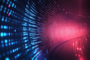 Futuristic Digital Tunnel of Neon Lights and Data Streams