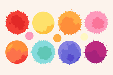 Watercolor Round Splashes Vector Set