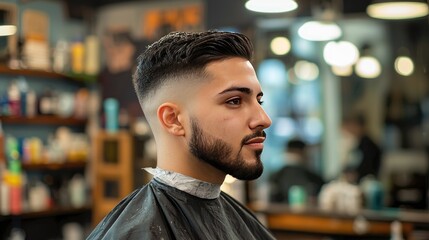 Client with fresh fade haircut showcasing barbers precision
