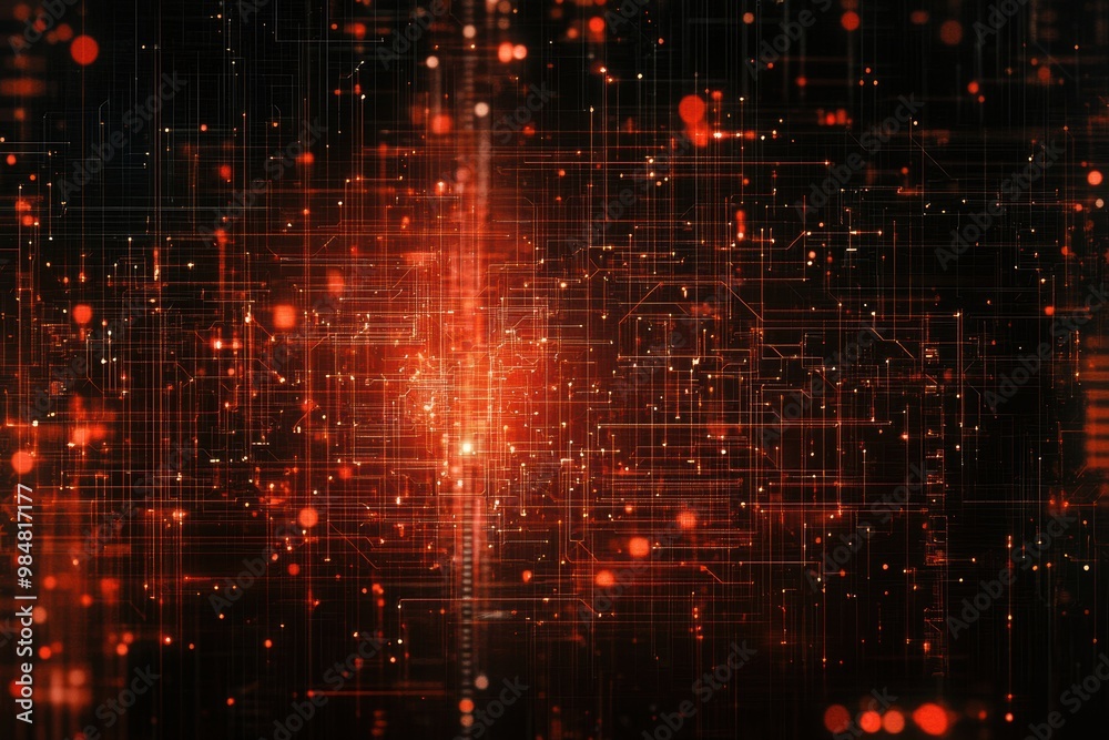 Poster digital tech background. high-tech design with intersecting lines and dots creating a modern style