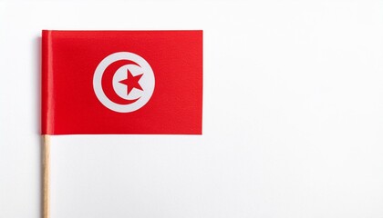 Fototapeta premium 小さな紙のチュニジア共和国の国旗（small paper Tunisia flag） 