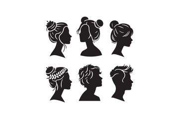 Hipster hairstyle clipart vector silhouette isolated in white background