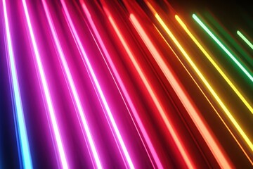 Lively text motion on colorful neon bands set against a dark background for achieving top scores