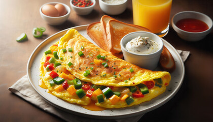 a delicious meal, omelette