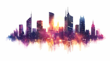 Fototapeta premium Hi-tech city silhouette at white background. City Skyline. Illustration