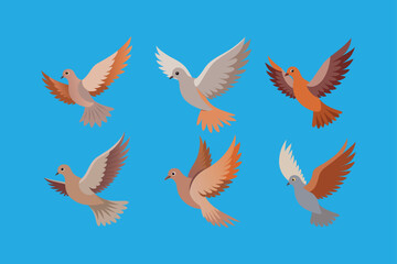  Mourning Dove Bird in flight movement vector artwork