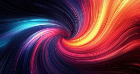 Swirling colors create a vibrant abstract pattern in a cosmic whirlpool during twilight