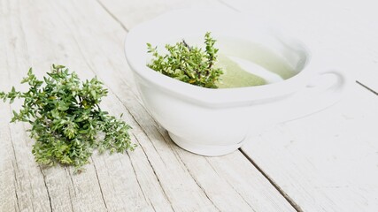 Cup of thyme infusion.
