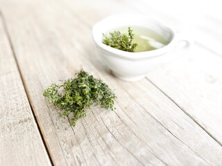 Cup of thyme infusion.
