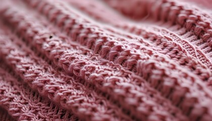 Delicate Macro Texture of Pink Knitwear in Close-Up Detail