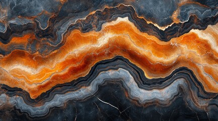 Obraz premium Intricate wave-patterned stone design showcasing rich colors and textures in a modern setting