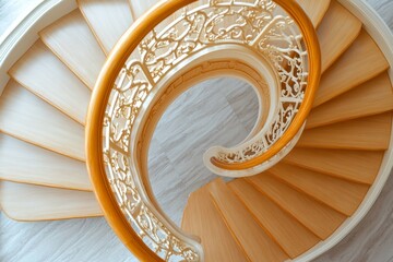 Obraz premium A close-up of a spiral staircase in a luxury home, showcasing the elegance and detail in interior architecture